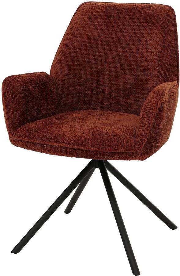 MCW Eetkamerstoel -G67 keukenstoel Stoel met armleuningen draaibaar Auto-positie Chenille Öko-Tex MVG ~ rood