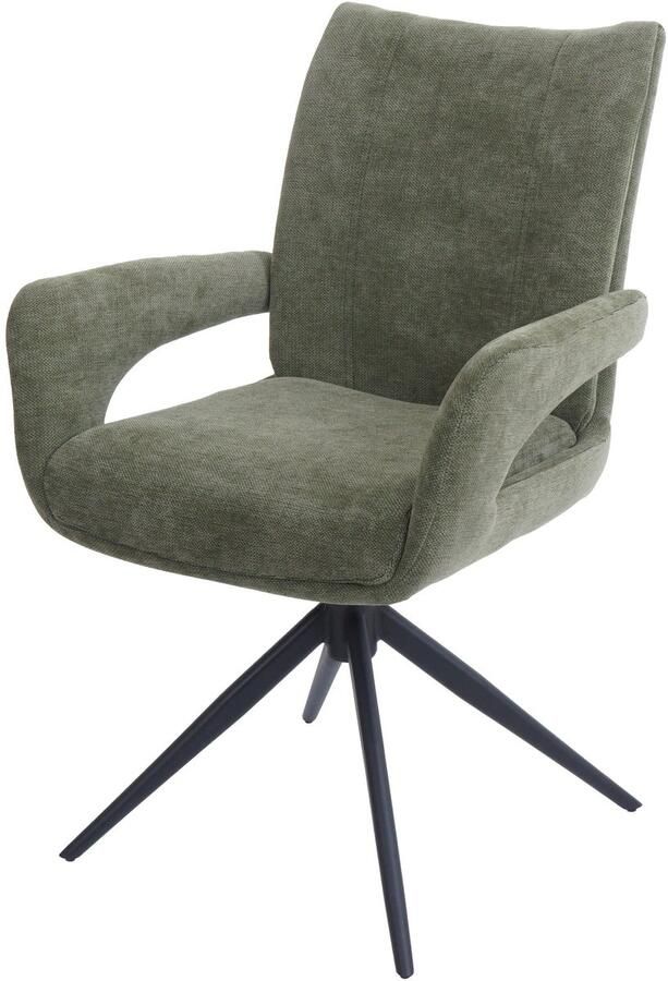 MCW Eetkamerstoel -O78 keukenstoel draaibaar met automatische terugkeer stof textiel chenille (310 g m²) Öko-Tex ~ groen