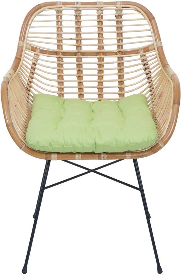 MCW Eetkamerstoel -P17 keukenstoel rieten stoel rotanstoel stoel Kubu rotan metaal ~ bekleding groen