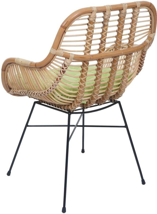 MCW Eetkamerstoel -P17 keukenstoel rieten stoel rotanstoel stoel Kubu rotan metaal ~ bekleding groen - Foto 2
