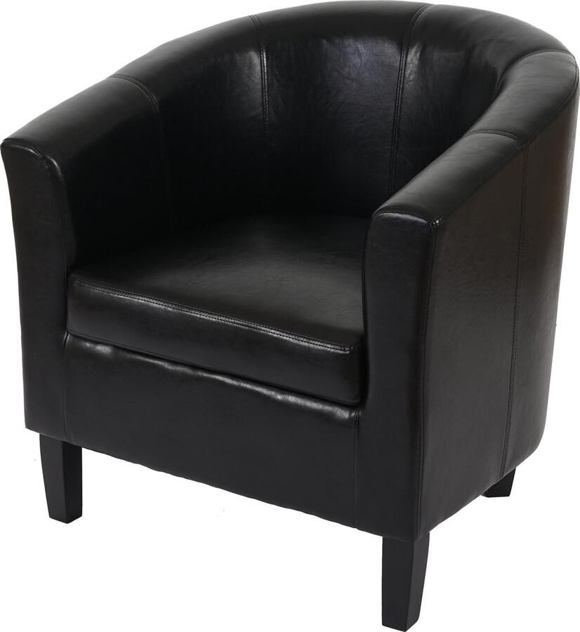 MCW Fauteuil Newport T379 loungestoel clubzetel kunstleer ~ zwart