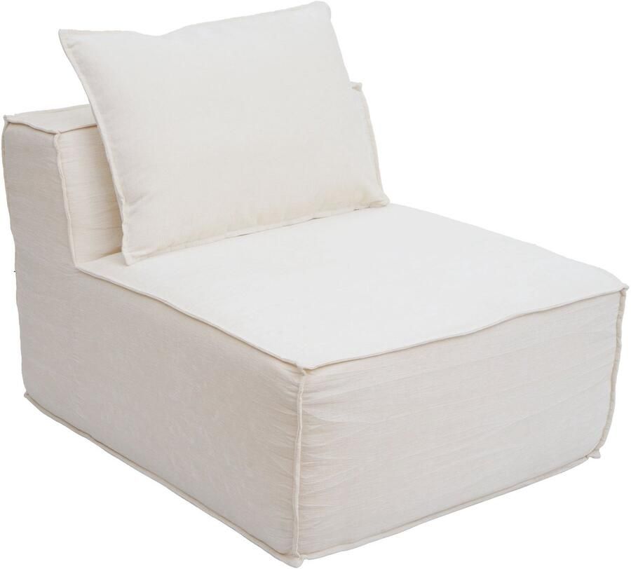 MCW Fauteuil accessoires voor bank -O54 loungefuteuil gestoffeerde fauteuil middenstuk stof textiel (300 g m²) 63x75x97 cm ~ crème