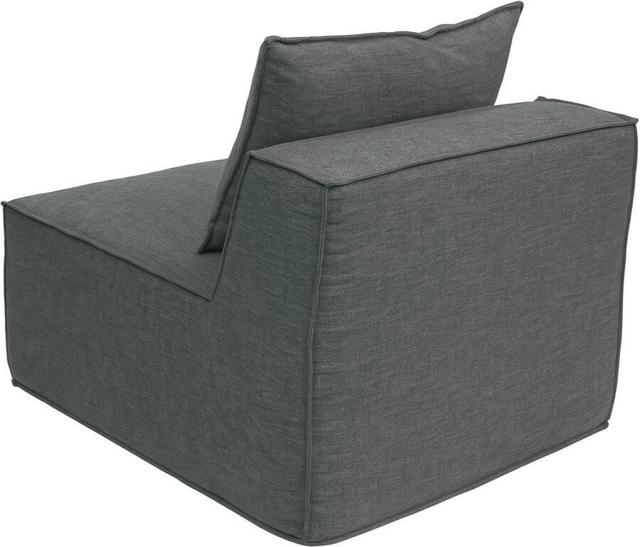 MCW Fauteuil accessoires voor bank -O54 loungefuteuil gestoffeerde fauteuil middenstuk stof textiel (300 g m²) 63x75x97 cm ~ donkergrijs