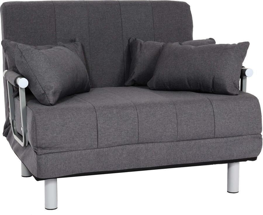 MCW Fauteuilbed -K29 inklapbare fauteuil slaapbank logeerbed ligvlak 186x97cm ~ stof textiel donkergrijs