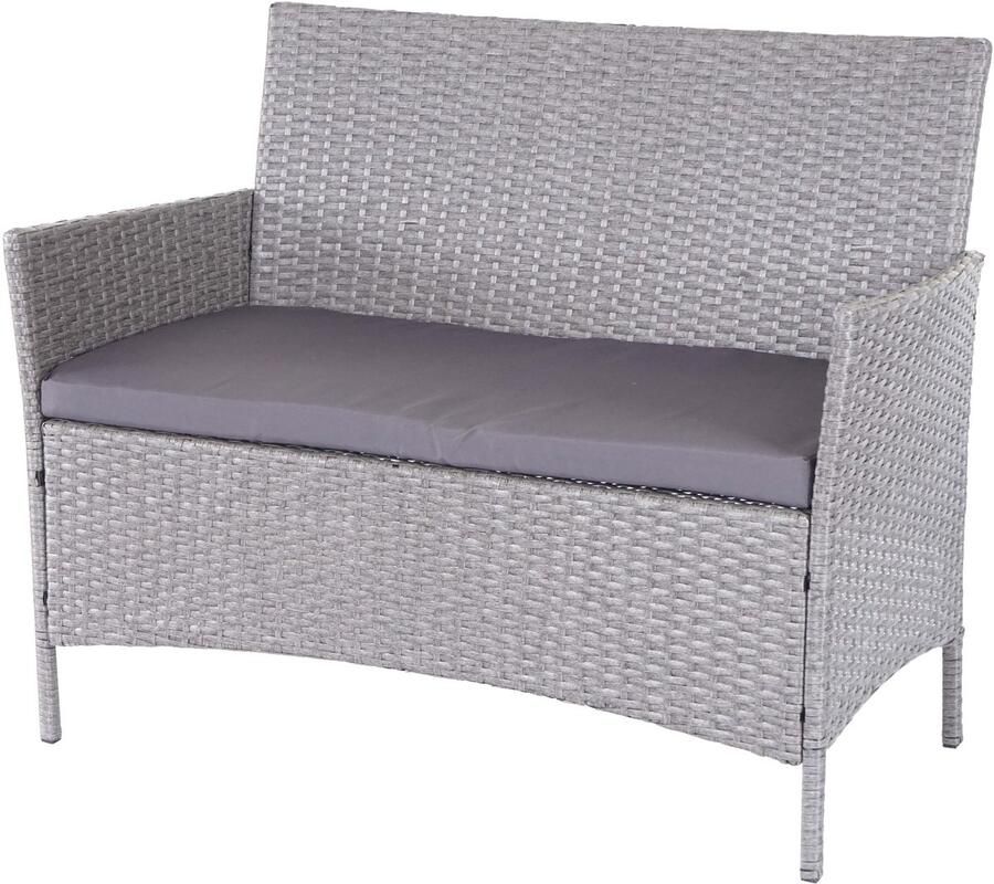 MCW Halden poly rotan tuinbank zitbank ~ grijs antraciet kussens