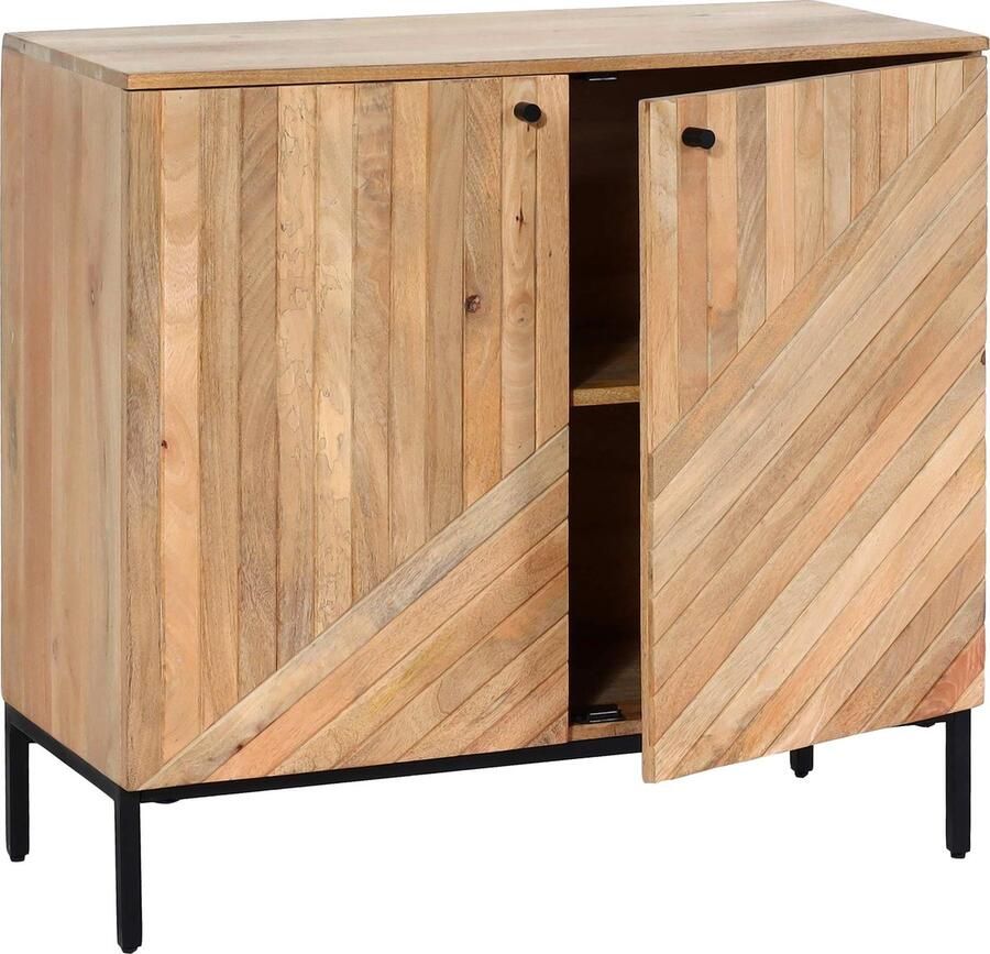 MCW Highboard -L95 ladekast dressoir massief mangohout 86x90x43cm MVG-gecertificeerd naturel