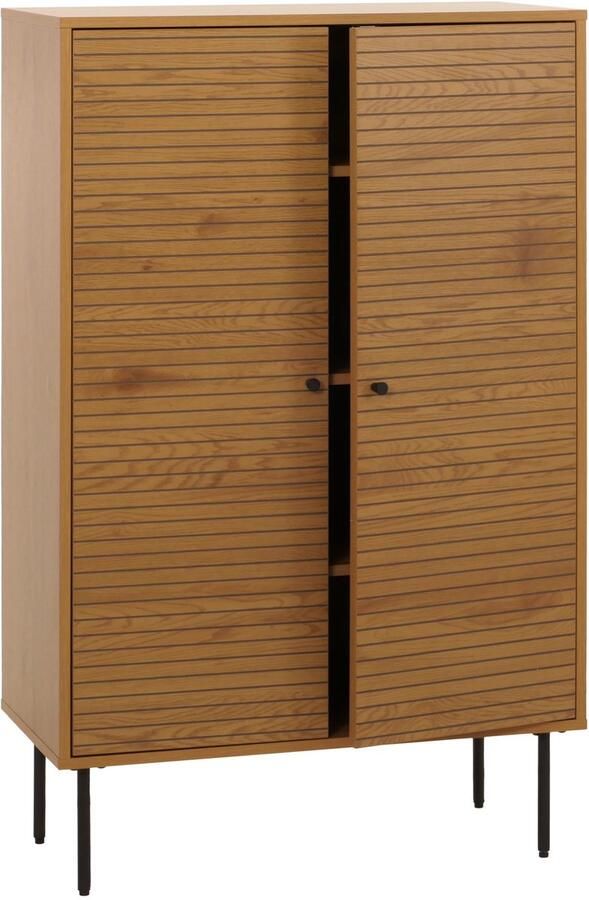 MCW Highboard -N78 ladekast dressoir Scandinavische stijl metaal hout melamine MVG 130x80x40cm ~ naturel