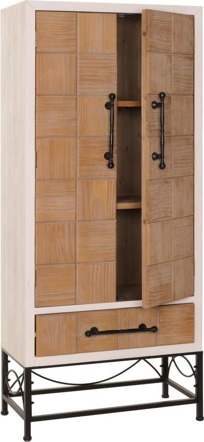 MCW Hoge kast -N30 boekenkast woonkamer met deuren en lade massief hout MDF 167x72x41cm