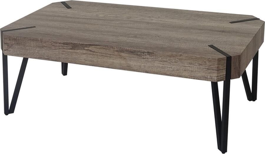 MCW Salontafel Kos T573 woonkamertafel 43x110x60cm MVG-gecertificeerd ~ wild eiken donkere metalen poten