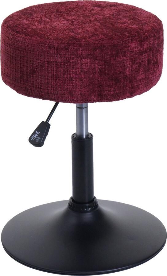 MCW Kruk -C22 kruk make-up kruk in hoogte verstelbaar draaibaar Ø 37cm stof chenille (465g m²) MVG ~ bordeaux