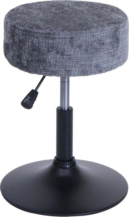 MCW Kruk -C22 kruk make-up kruk in hoogte verstelbaar draaibaar Ø 37cm stof chenille (465g m²) MVG ~ donkergrijs