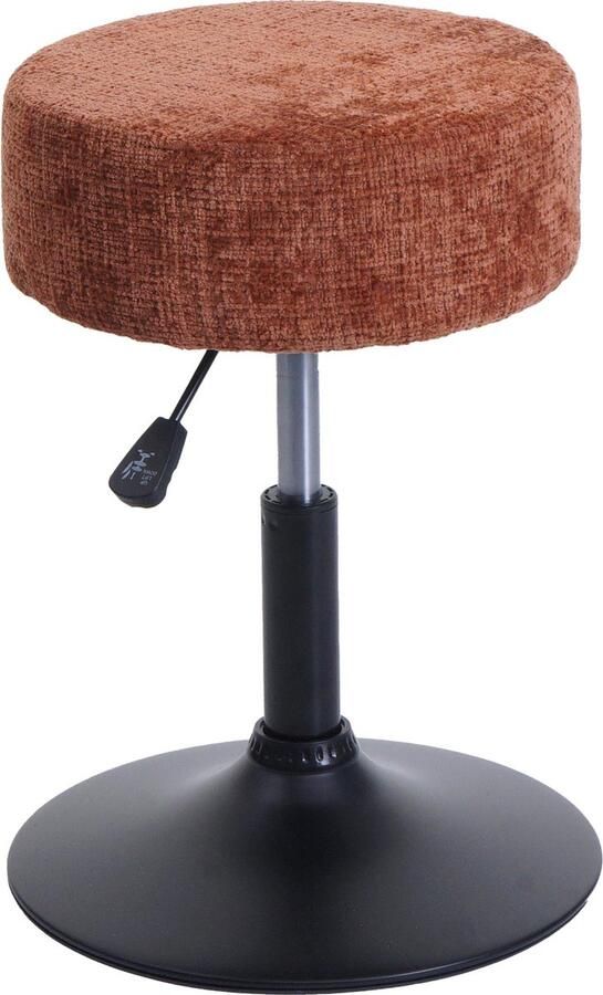 MCW Kruk -C22 kruk make-up kruk in hoogte verstelbaar draaibaar Ø 37cm stof chenille (465g m²) MVG ~ terracotta