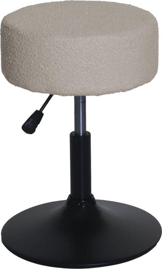 MCW Kruk -C22 kruk make-up kruk in hoogte verstelbaar draaibaar Ø 37cm stof textiel bouclé (450g m²) ~ beige