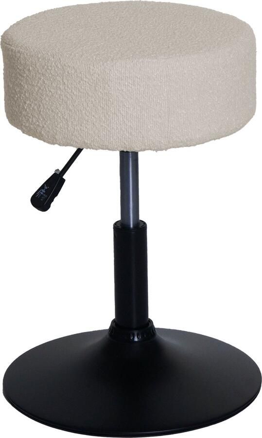 MCW Kruk -C22 kruk make-up kruk in hoogte verstelbaar draaibaar Ø 37cm stof textiel bouclé (450g m²) ~ crème-wit