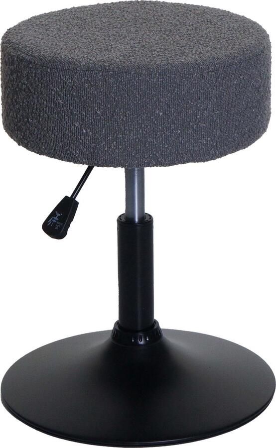 MCW Kruk -C22 kruk make-up kruk in hoogte verstelbaar draaibaar Ø 37cm stof textiel bouclé (450g m²) ~ donkergrijs