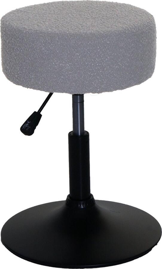 MCW Kruk -C22 kruk make-up kruk in hoogte verstelbaar draaibaar Ø 37cm stof textiel bouclé (450g m²) ~ grijs