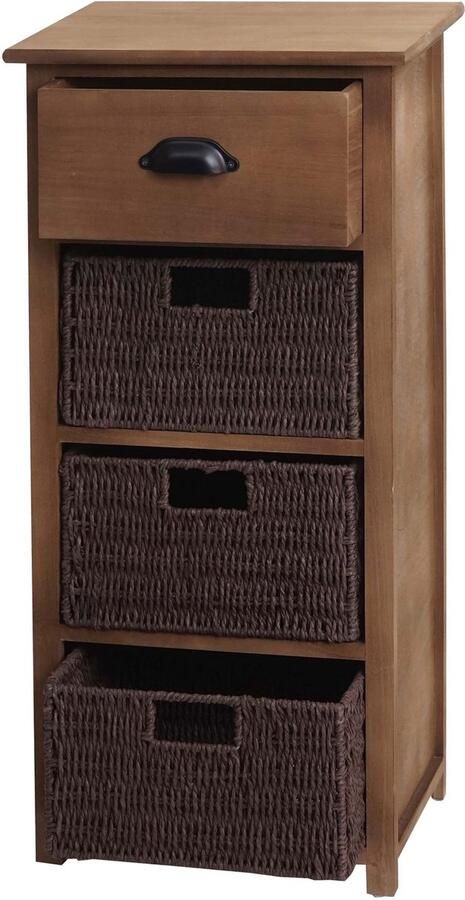 MCW Ladekast -K84 met manden ladekast kast hout 83x40x29cm ~ donkerbruin manden donkerbruin