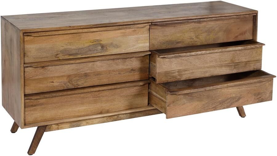 MCW Ladekast -L96 buffetkast dressoir 6 laden massief hout mango 72x150x42cm MVG-gecertificeerd