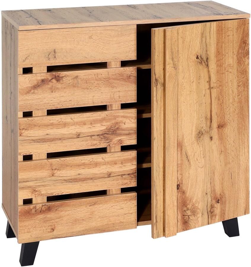 MCW Ladekast -M46 dressoir highboard 2 deuren 88x80x34cm natuurlijke kleur