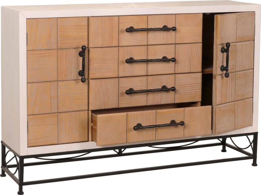 MCW Ladekast -N30 kast dressoir highboard met deuren en lade massief hout MDF 92x140x42cm