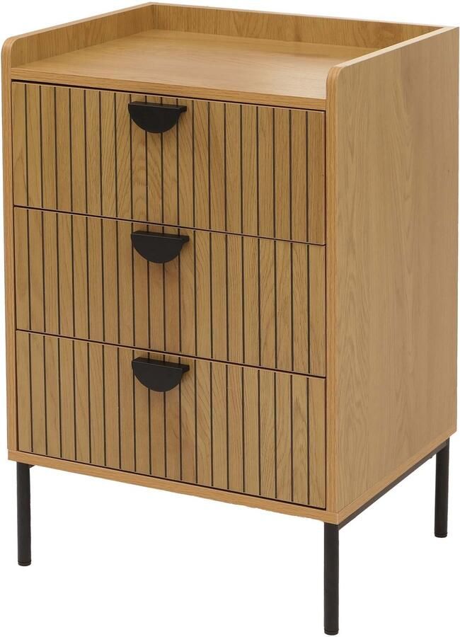 MCW Ladekast -O39 highboard kast 3 laden melamine MDF 77x50x42cm ~ natuur