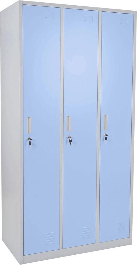 MCW Locker Boston T829 afstortkluisje Lockerkast metaal 3 vakken ~ blauw