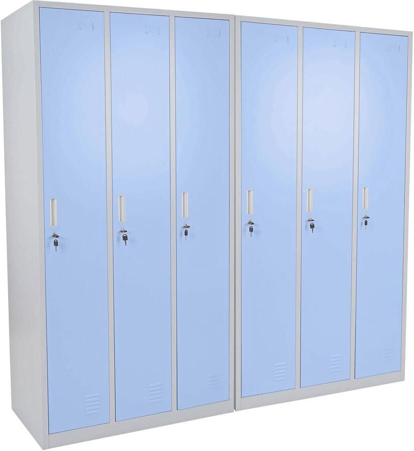 MCW Locker Boston T829 afstortkluisje Lockerkast metaal 6 vakken ~ blauw