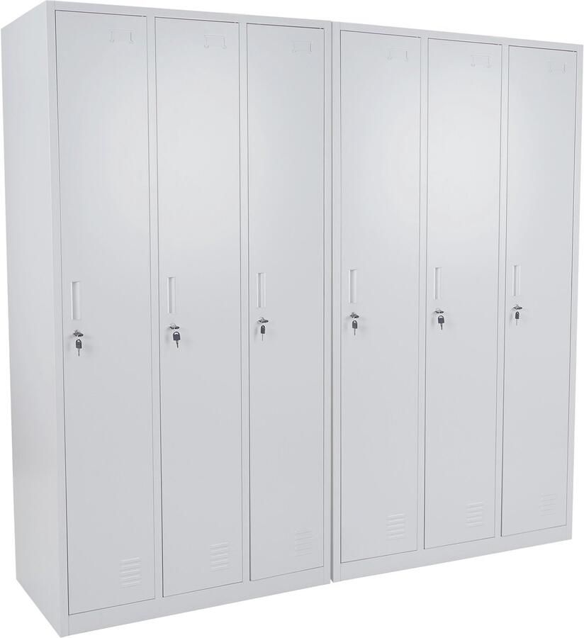 MCW Locker Boston T829 afstortkluisje Lockerkast metaal 6 vakken ~ grijs