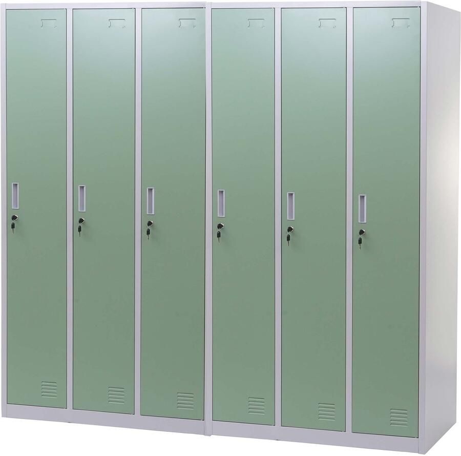 MCW Locker Boston T829 afstortkluisje Lockerkast metaal 6 vakken ~ groen