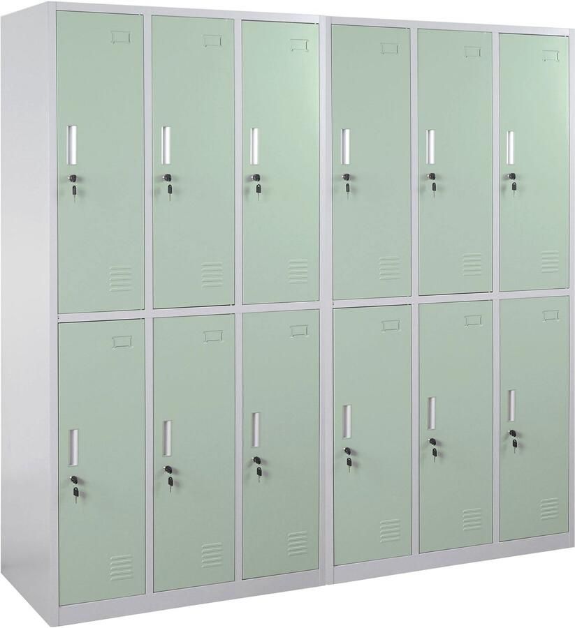 MCW Locker Boston T829 lockerkast kluisje metaal 12 vakken ~ groen