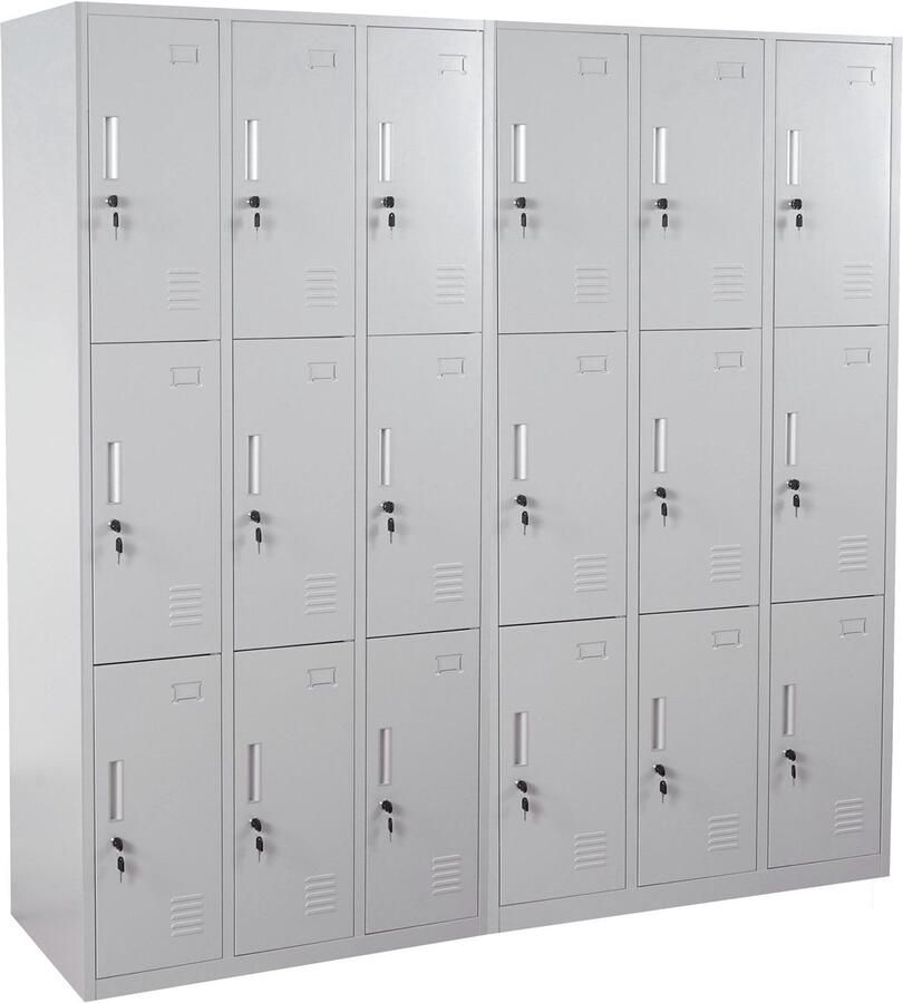 MCW Locker Boston T829 lockerkast kluisje metaal 18 vakken ~ grijs