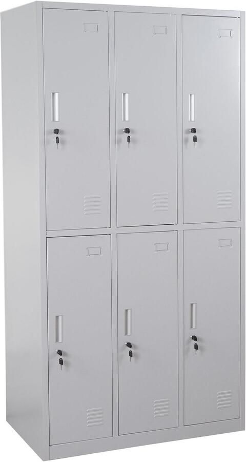 MCW Locker Boston T829 lockerkast kluisje metaal 6 vakken ~ grijs