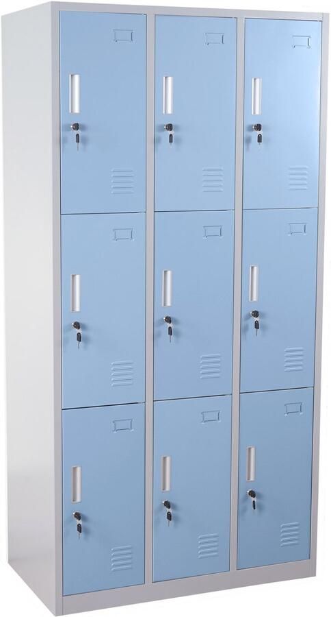 MCW Locker Boston T829 lockerkast kluisje metaal 9 vakken ~ blauw