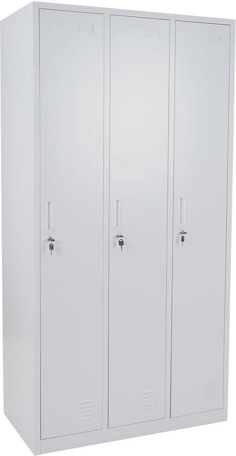 MCW Locker Boston T829 lockerkast metaal 3 vakken ~ grijs