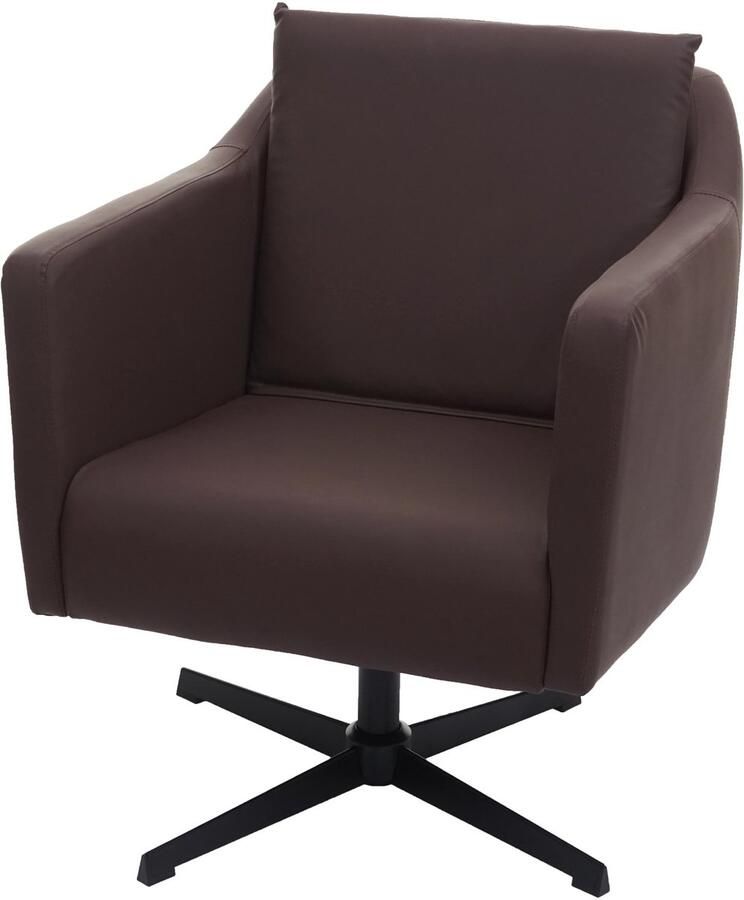 MCW Lounge fauteuil -H93b fauteuil cocktail fauteuil relaxfauteuil met voet draaibaar ~ kunstleer bruin