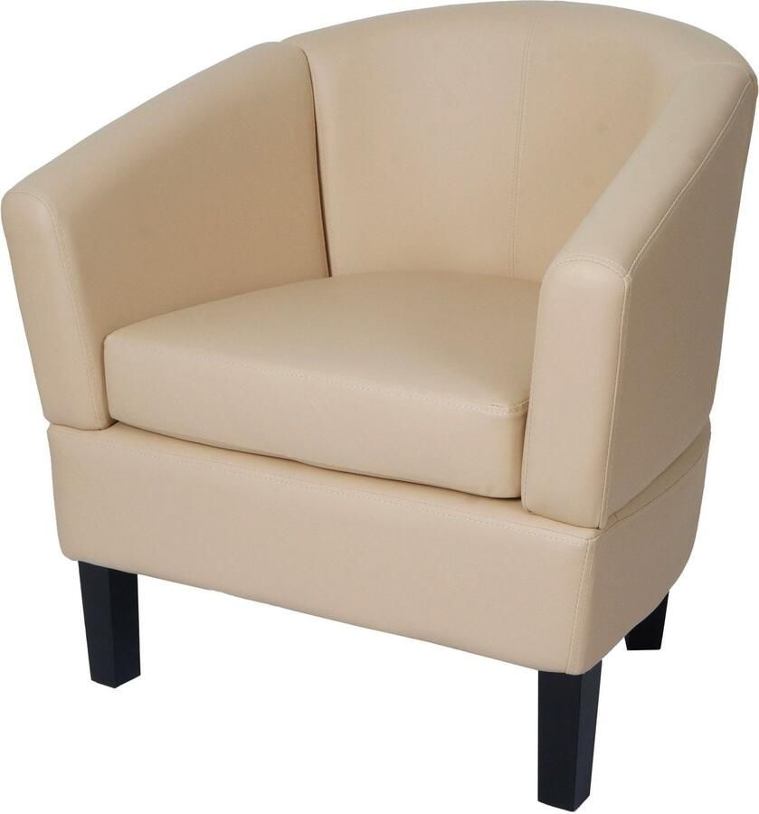 MCW Lounge fauteuil -O17 club fauteuil cocktail fauteuil MVG-gecertificeerd kunstleer ~ crème