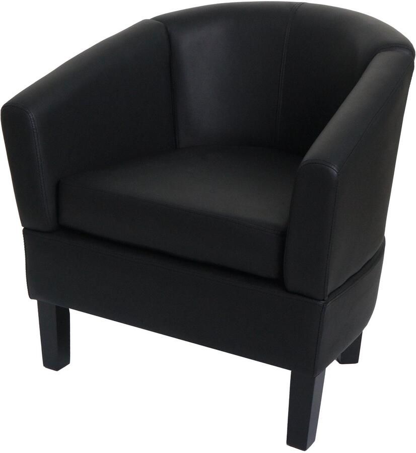 MCW Lounge fauteuil -O17 club fauteuil cocktail fauteuil MVG-gecertificeerd kunstleer ~ zwart
