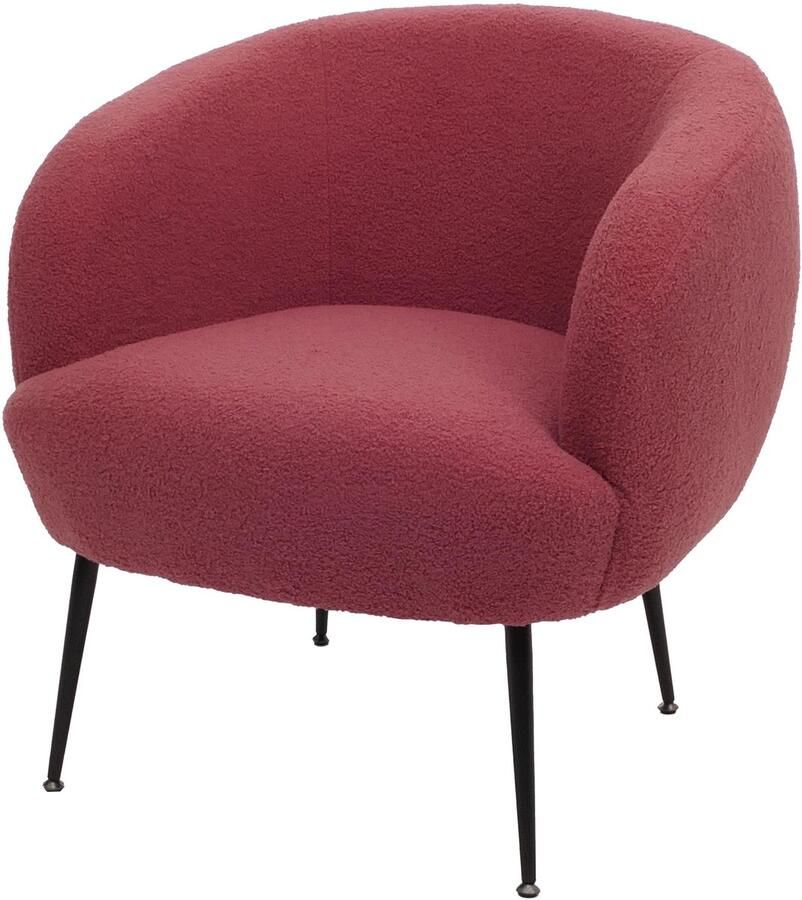MCW Lounge fauteuil -O37 cocktail club fauteuil gestoffeerde fauteuil stof textiel bouclé (330g m²) metaal MVG ~ paars-rood