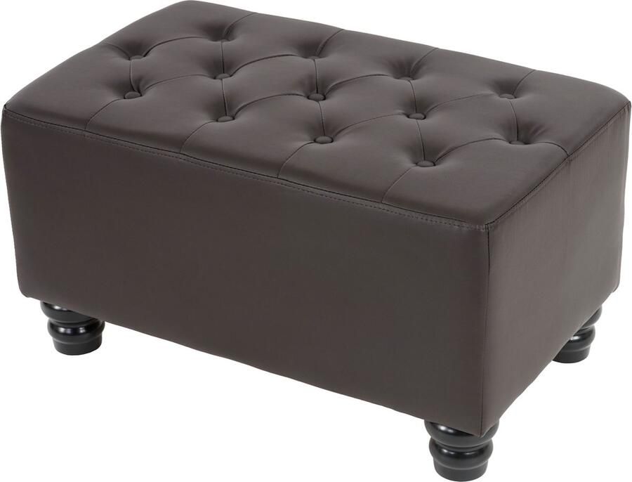 MCW Luxe voetenbank Chesterfield 41x75x46cm kunstleer ~ ronde poten bruin