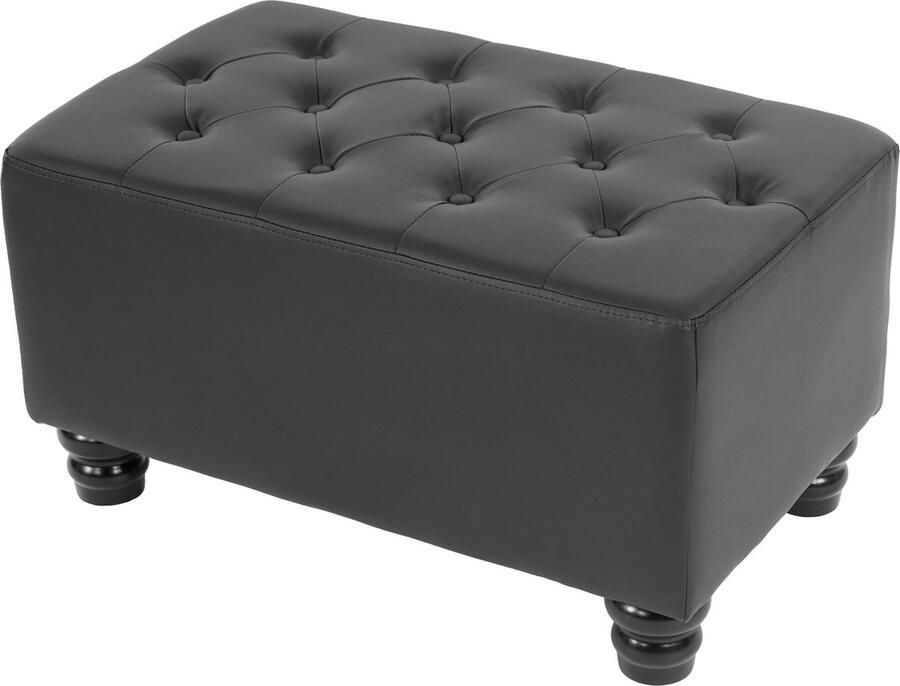 MCW Luxe voetenbank Chesterfield 41x75x46cm kunstleer ~ ronde poten zwart