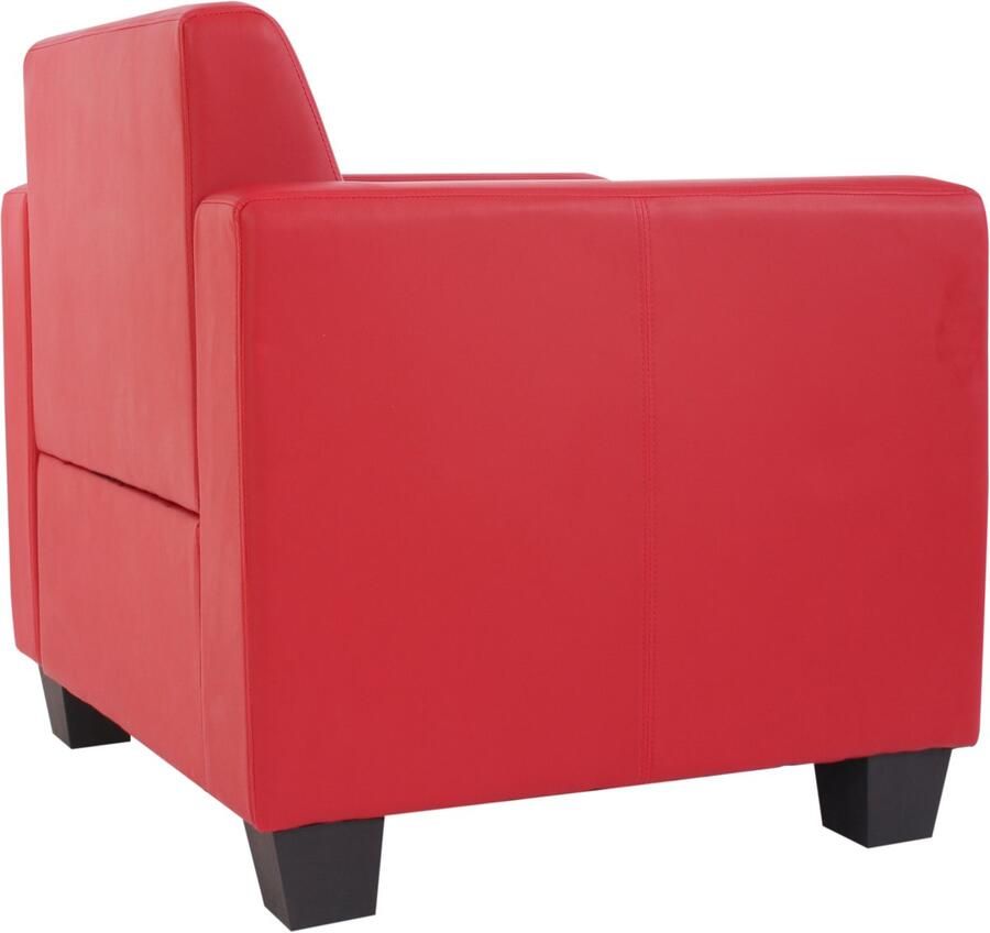 MCW Modulaire fauteuil loungestoel met voetenbank Lyon kunstleer ~ rood