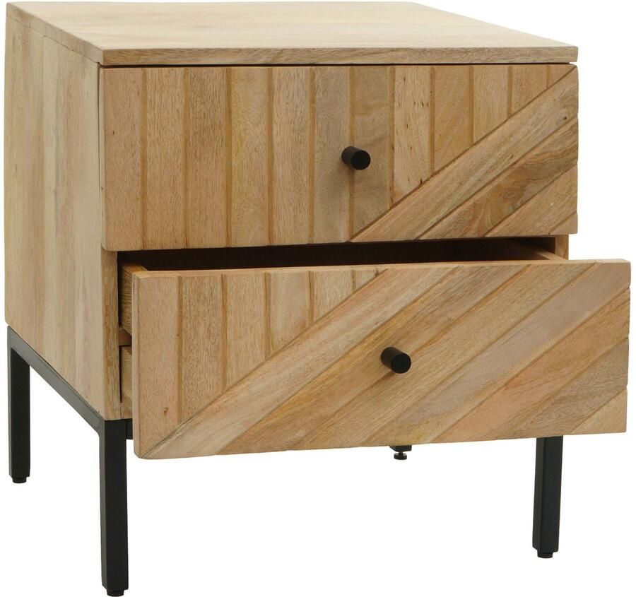 MCW Nachtkastje -L95 nachtkastje kastje lade mangohout 51x45x40cm MVG-gecertificeerd naturel