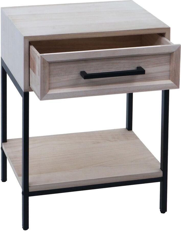 MCW Nachtkastje -N91 bijzettafeltje nachtkastje kastje lade shabby-look paulownia hout 59x43x36cm ~ natuur