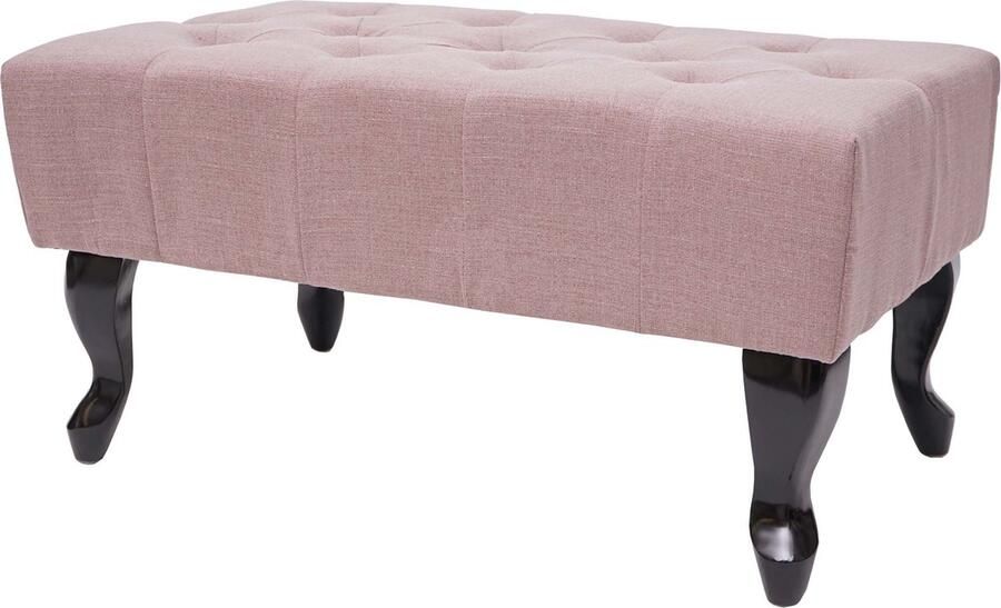 MCW Ottomaanse Chesterfield voetenbank voetensteun kruk waterafstotende stof textiel 39x77x47cm ~ vintage roze