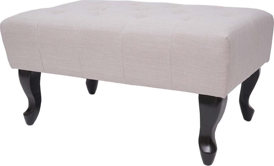 MCW Poef Chesterfield poef waterafstotende stof textiel 39x77x47cm ~ crème-beige