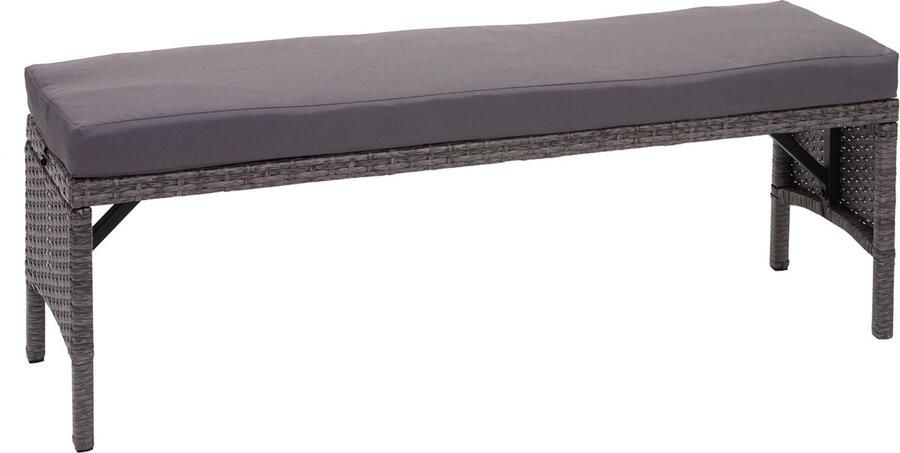 MCW Poly rotan bank -G16 tuinbank rotan bank gastronomie 112cm ~ grijs kussens donkergrijs