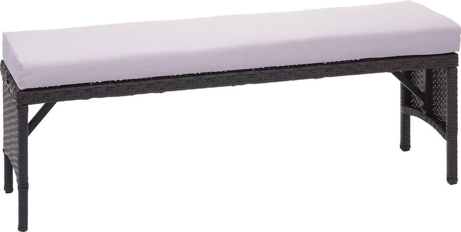 MCW Poly rotan bank -G16 tuinbank rotan bank gastronomie 112cm ~ zwart kussens lichtgrijs