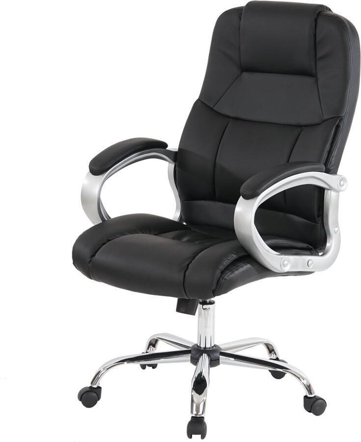 MCW Professionele bureaustoel Boston XXL directiestoel draaistoel US versie 150kg belastbaar kunstleer ~ zwart