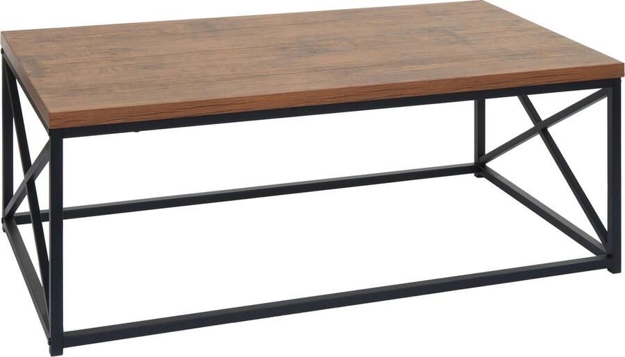 MCW Salontafel -A27 woonkamertafel bijzettafel sofatafel metalen 3D structuur 44x110x60cm wild eiken look