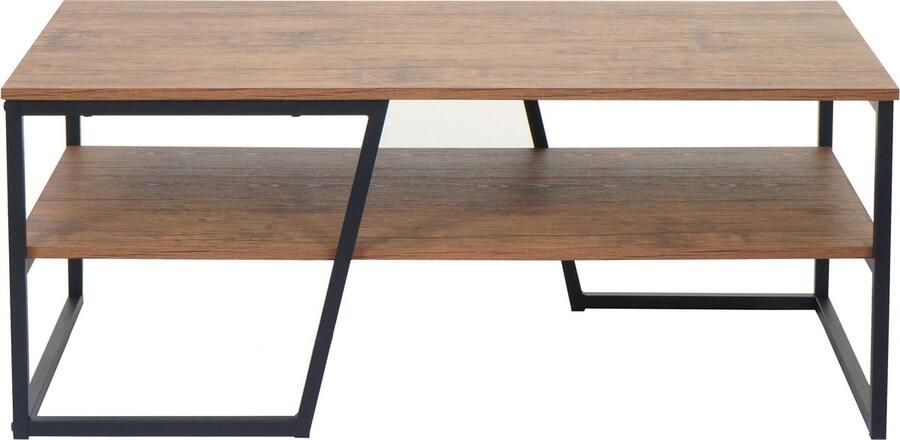 MCW Salontafel -A27 woonkamertafel bijzettafel sofatafel metalen legplank 3D structuur 46x110x60cm wild eiken look